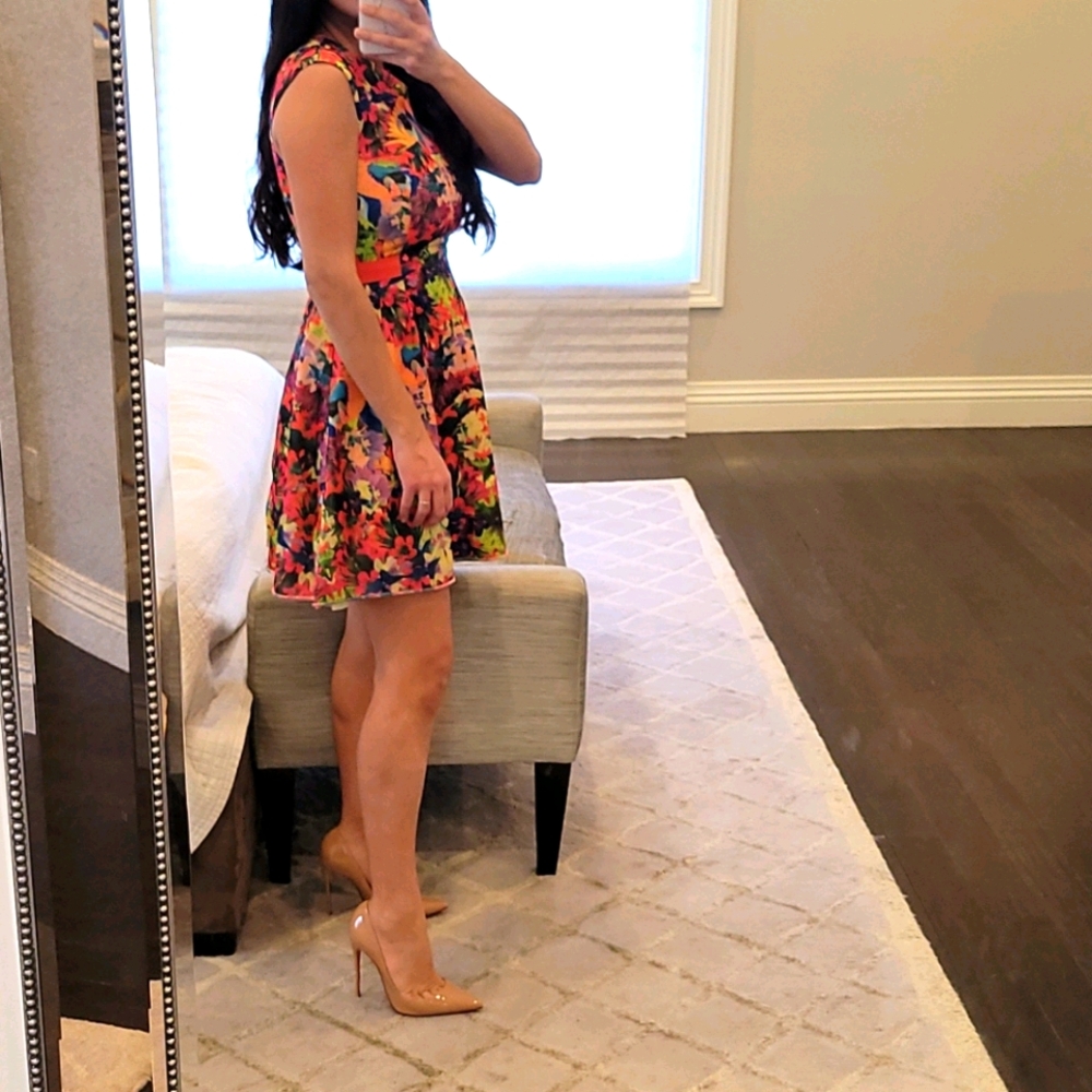 WOMEN'S BRAND NEW H&M FLORAL MINI COCKTAIL DRESS - Picture 3 of 5